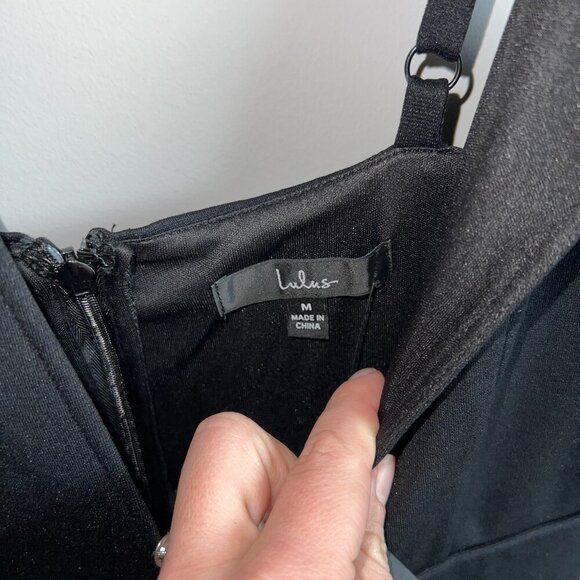 NWT Lulus Just a Girls Night Black Plunge Midi Mini Dress Size Medium - Picture 10 of 11